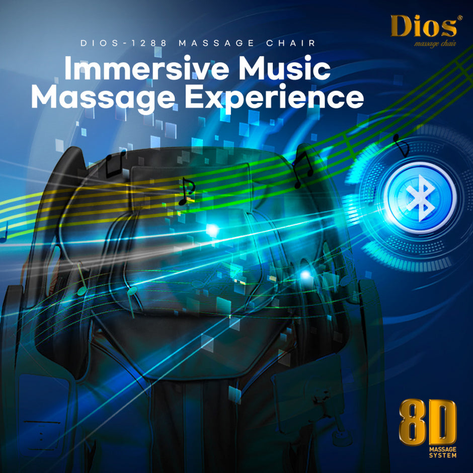 White Dios Massage Chair 8D AI Dual Air Tech Touch Roller SL-track with Brain Relaxation Program Dios-1288