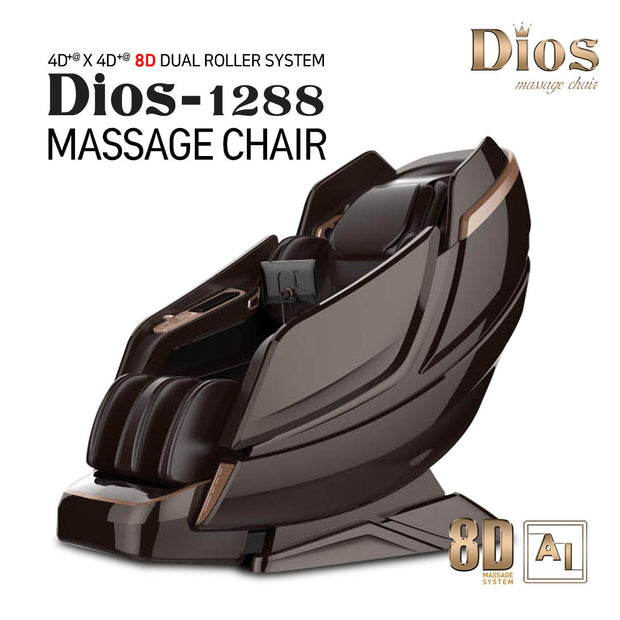 Brown (Taupe) Dios Massage Chair 8D Dual Air Tech Touch Roller SL-track with Brain Relaxation Program Dios-1288