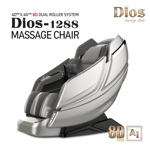 Gray Dios Massage Chair 8D AI Dual Air Tech Touch Roller SL-track with Brain Relaxation Program Dios-1288