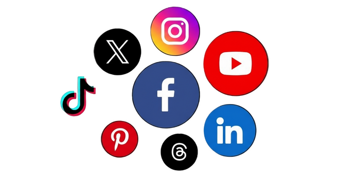 Enhanced social media logos with transparent background